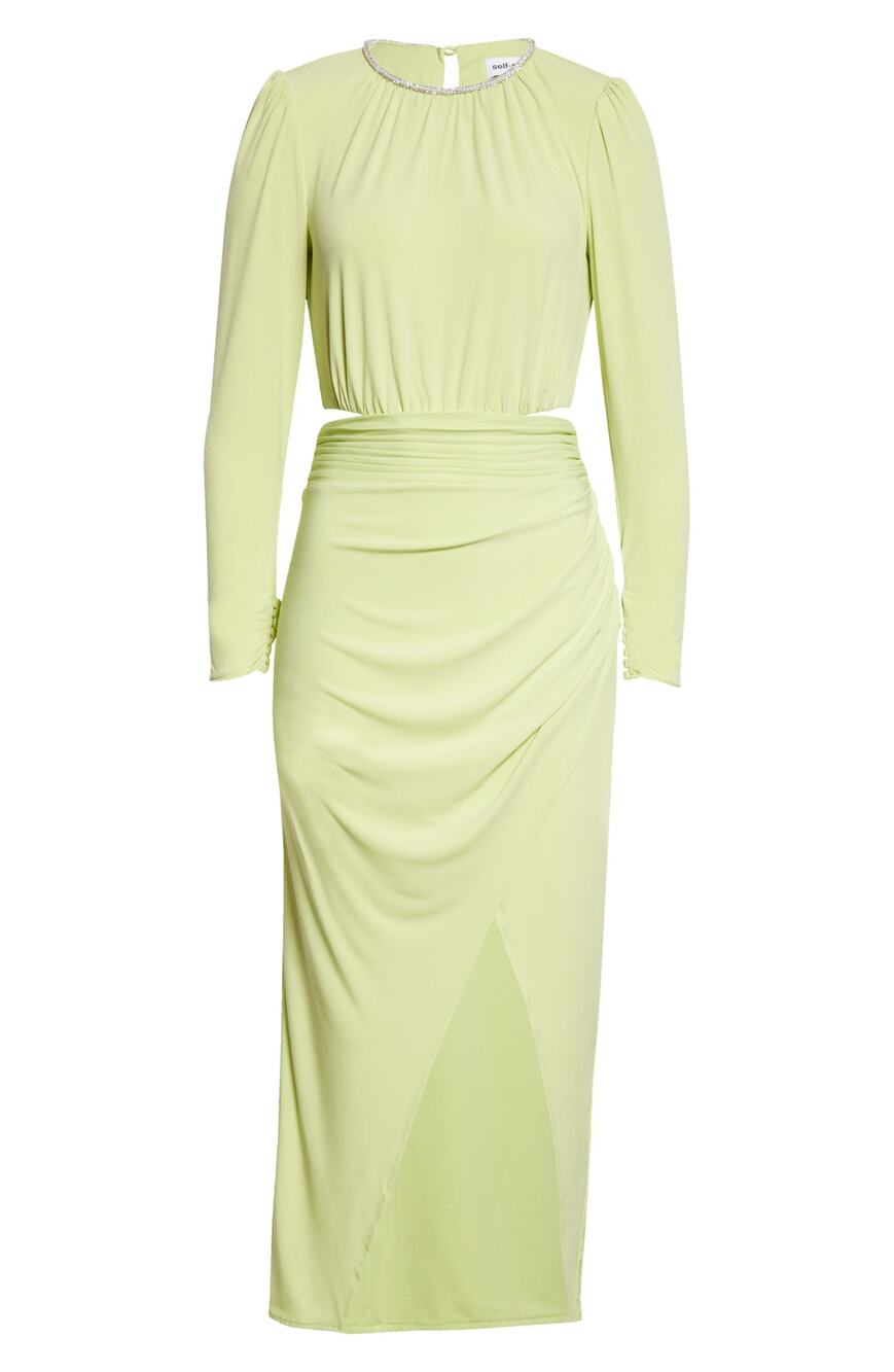 Self-Portrait Embellished Green Cutout Long Sleeve Midi Dress Size 2